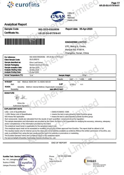 Eurofins Heavy Metal Test Report - ZAC Biotech Co., Ltd.