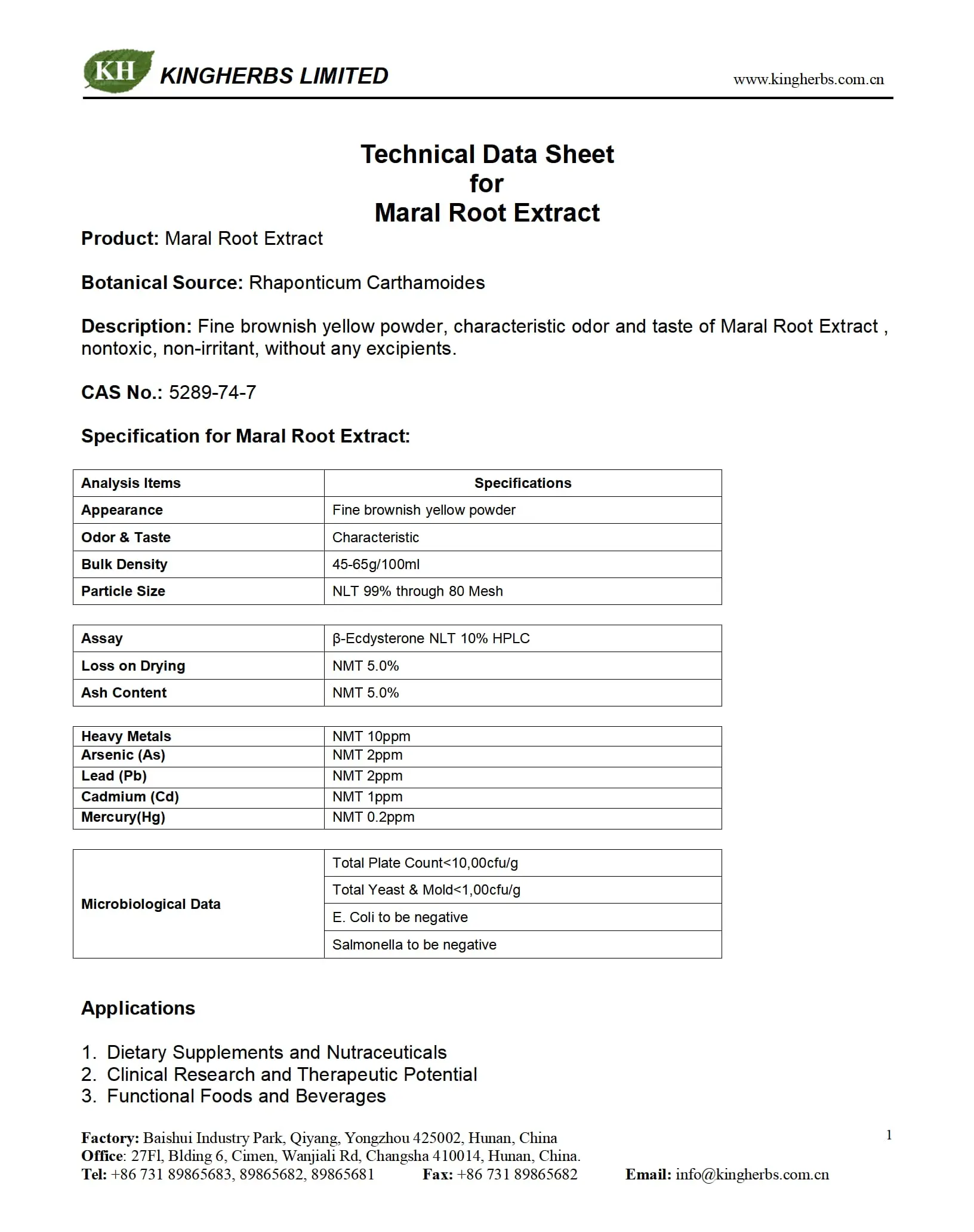 Technical Specification Sheet - ZAC Biotech Co., Ltd.